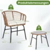 3-Teiliges Rattan Gartenmöbel Set Bistroset für 2 Personen Balkonmöbel mit Glastisch