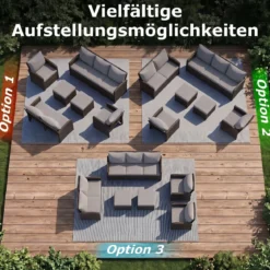 6-Teiliges Rattan-Gartenmöbel-Set Wetterfeste Sitzgruppe für 7 Personen mit Weiche Sitzkissen Beige/Grau
