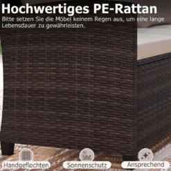 6-Teiliges Rattan-Gartenmöbel-Set Wetterfeste Sitzgruppe für 7 Personen mit Weiche Sitzkissen Beige/Grau