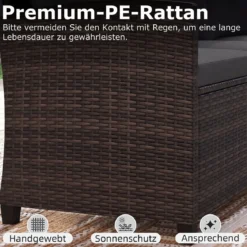 6-Teiliges Rattan-Gartenmöbel-Set Wetterfeste Sitzgruppe für 7 Personen mit Weiche Sitzkissen Beige/Grau