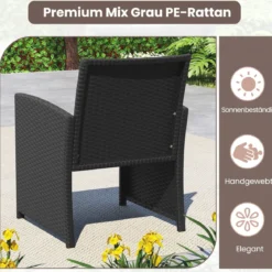 4-teiliges Rattan Gartenmöbel Wicker 2-Sitzer Sofa mit gehärtetem Glas-Couchtisch Beige