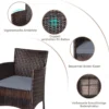 3-teiliges Rattanmöbel-Set Outdoor Rattan-Set mit Kissen Braun + Grau