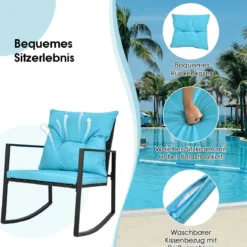 3-Teiliges Schaukel-Bistro-Set Outdoor-Geflechtmöbel-Set 60 x 78 x 78 cm Türkis