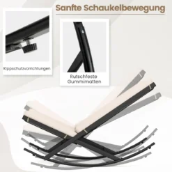 3-teiliges Schaukel-Bistro-Set PE-Rattan-Stühle mit Metall-Couchtisch & dicken Kissen Gartenmöbel-Set