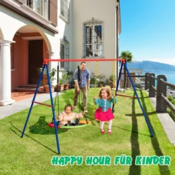 2-teiliges Schaukel-Set mit verstellbaren Seilen & 2 hängenden Wege für Terrasse Spielplatz Hof Bunt