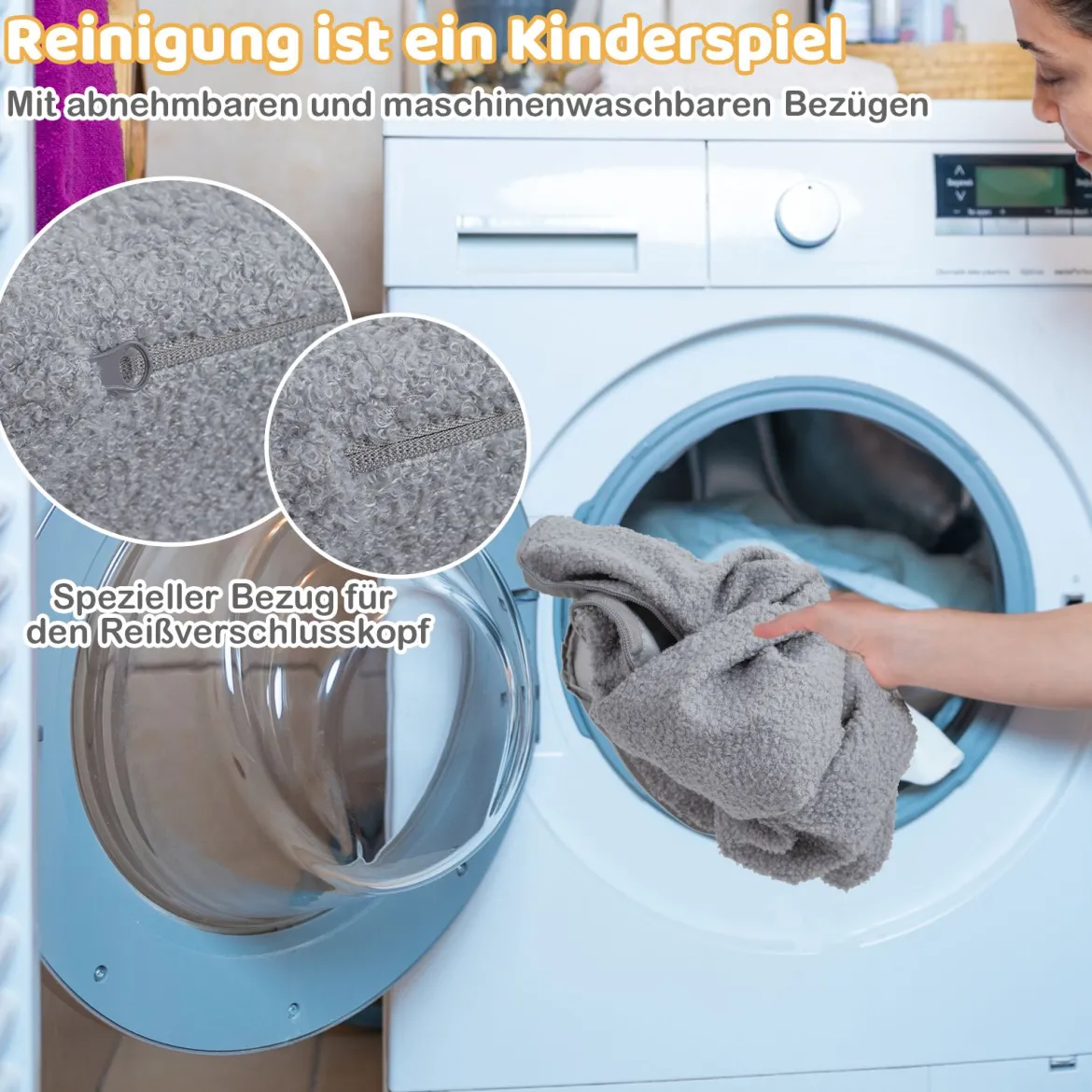 5-teiliges Schaumstoffbausteine für Kleinkinder Softbausteine mit Bällebad (ohne Bälle) & Sherpa-Bezügen Indoor Grau