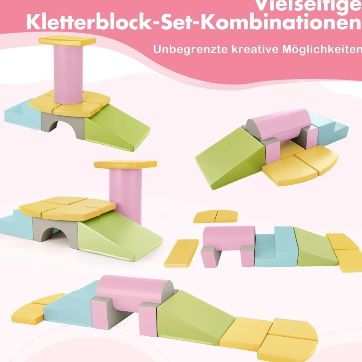 10-teiliges Schaumstoff-Kletterspielzeug für Kleinkinder weiche Schaumstoff-Bausteine aus Kunstleder Bunt