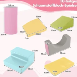10-teiliges Schaumstoff-Kletterspielzeug für Kleinkinder weiche Schaumstoff-Bausteine aus Kunstleder Bunt