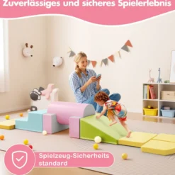 10-teiliges Schaumstoff-Kletterspielzeug für Kleinkinder weiche Schaumstoff-Bausteine aus Kunstleder Bunt