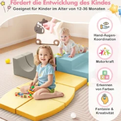 10-teiliges Schaumstoff-Kletterspielzeug für Kleinkinder weiche Schaumstoff-Bausteine aus Kunstleder Bunt