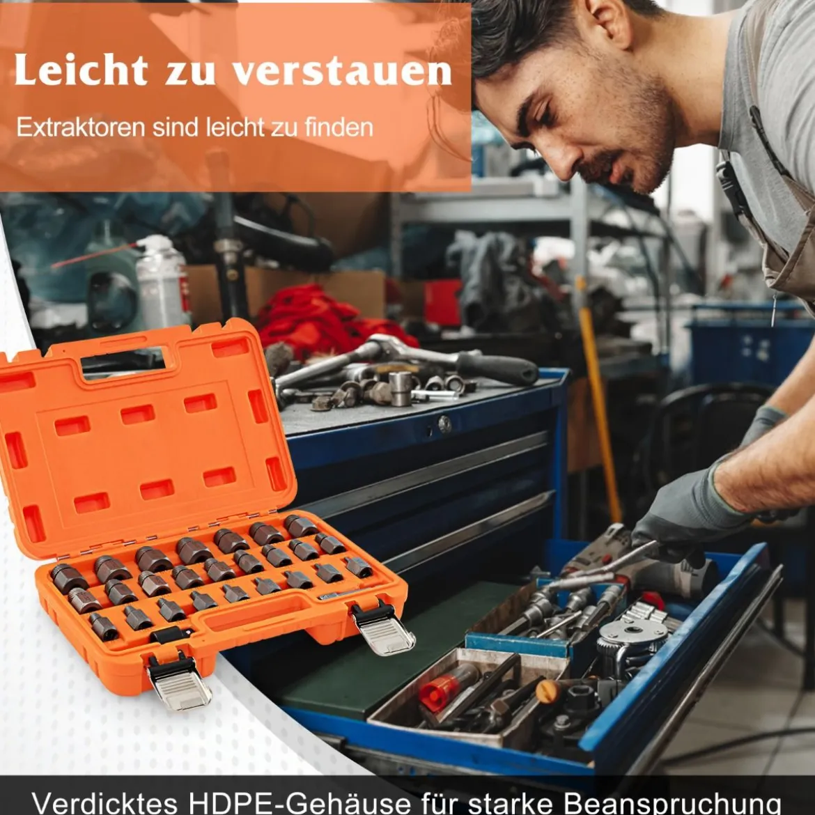 27-teiliges Schraubenausdreher Set mit Kasten Profi Linksausdreher Set Bolzenausdreher Set