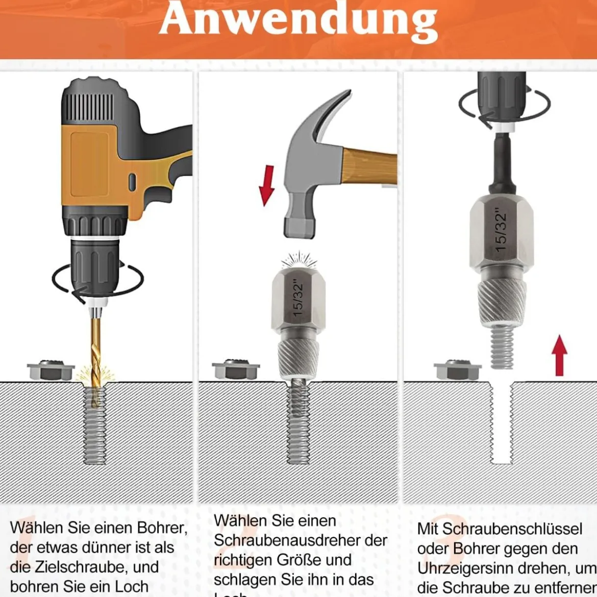 27-teiliges Schraubenausdreher Set mit Kasten Profi Linksausdreher Set Bolzenausdreher Set