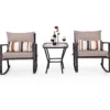 3-teiliges Set Rustikales Outdoor-Set mit abnehmbaren Sitzkissen 68 x 77 x 82 cm Braun + Schwarz