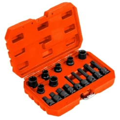16 Teiliges Steckschlüsselsatz aus Stahl mit Kasten & 1/2” Antriebs Schlüssel Steckschlüssel Set