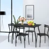 5-teilig Esstisch-Set Minimalistische Essgruppe mit 4 Stühlen 4 Personen Sitzgruppe Schwarz