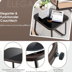 3-Teiliges Terrassen-Gesprächsset Outdoor-Metallstuhl- und Tischset Braun