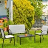 4-teiliges Terrassenmöbelset Balkon Terrasse Set Gartengarnitur Gartenmöbel Grau