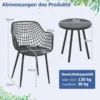 3-teiliges Terrassenmöbel-Set Bistrostühle und Beistelltisch mit Sitzflächen + Tischplatte aus PP Schwarz
