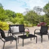 4-teiliges Terrassenmöbelset Terrassenmöbel Gartenmöbel Garten Lounge Set Sitzgruppe Sitzgarnitur Schwarz