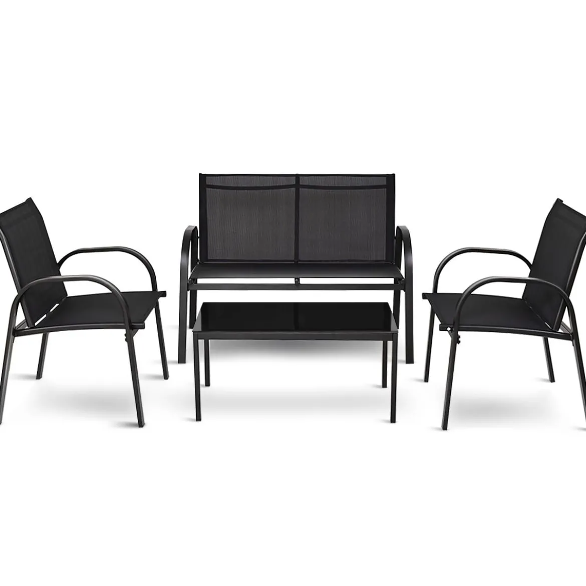 4-teiliges Terrassenmöbelset Terrassenmöbel Gartenmöbel Garten Lounge Set Sitzgruppe Sitzgarnitur Schwarz