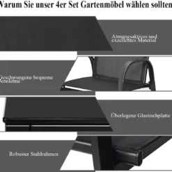 4-teiliges Terrassenmöbelset Terrassenmöbel Gartenmöbel Garten Lounge Set Sitzgruppe Sitzgarnitur Schwarz