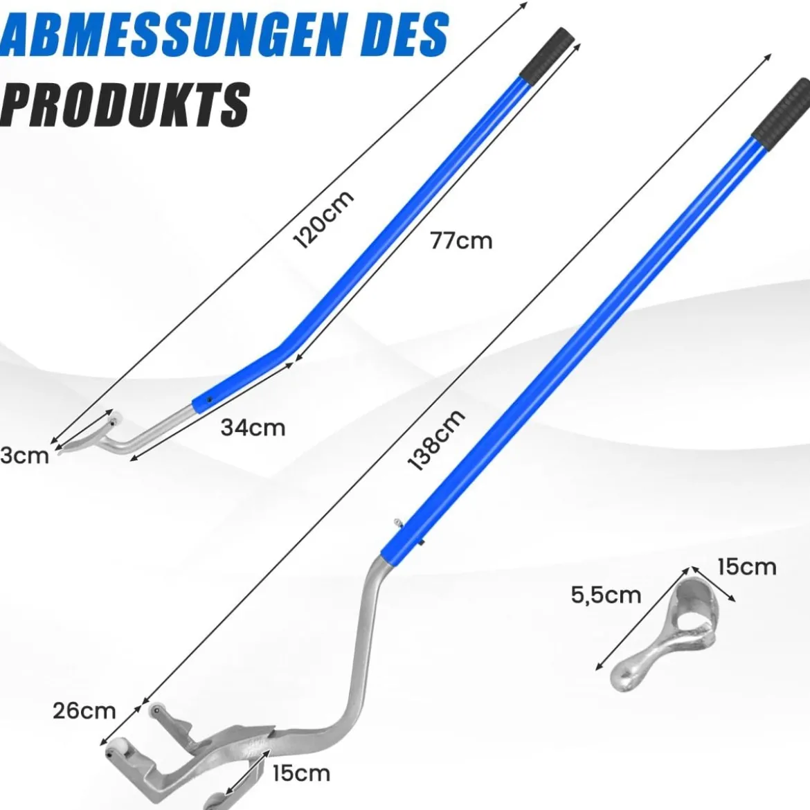 3-teiliges Werkzeug zum Reifenwechseln mit Stahlwulsthalter Blau
