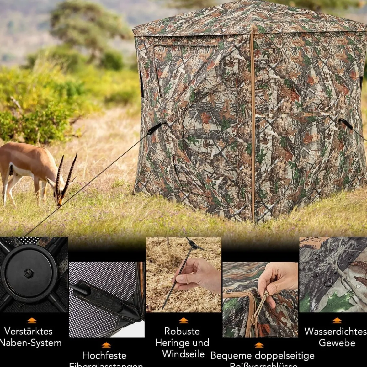 5-teiliges zerlegbares Jagdversteck für 2–3 Personen 360° durchsichtiges Jägerzelt