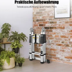 Teleskopleiter Aluminium Klappleiter Mehrzweckleiter Multifunktionsleiter Anlegeleiter Belastbarkeit 150 kg