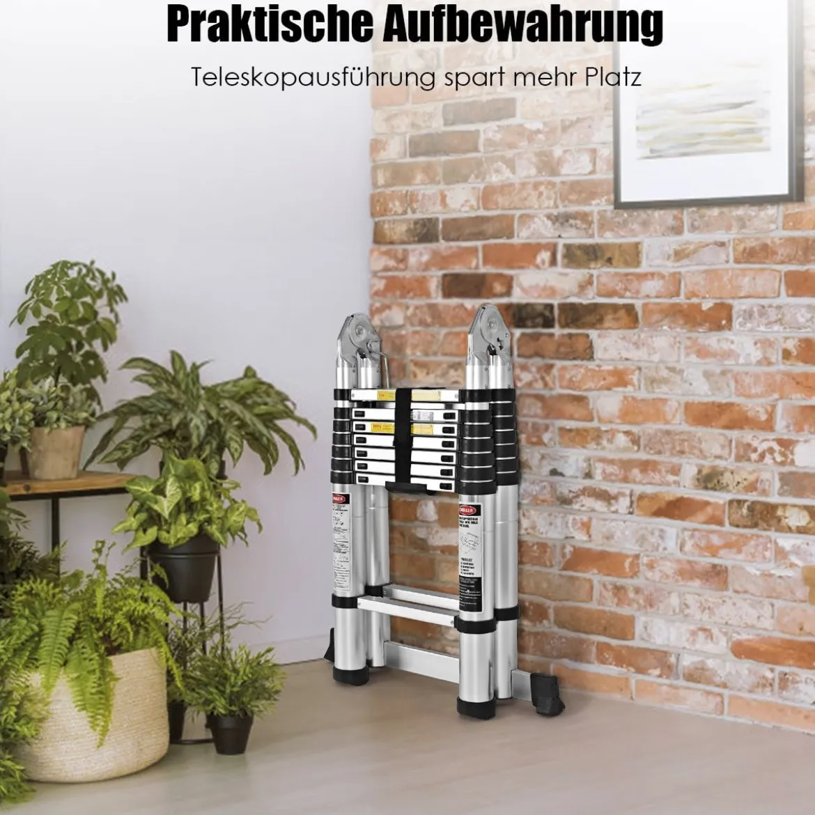 Teleskopleiter Aluminium Klappleiter Mehrzweckleiter Multifunktionsleiter Anlegeleiter Belastbarkeit 150 kg