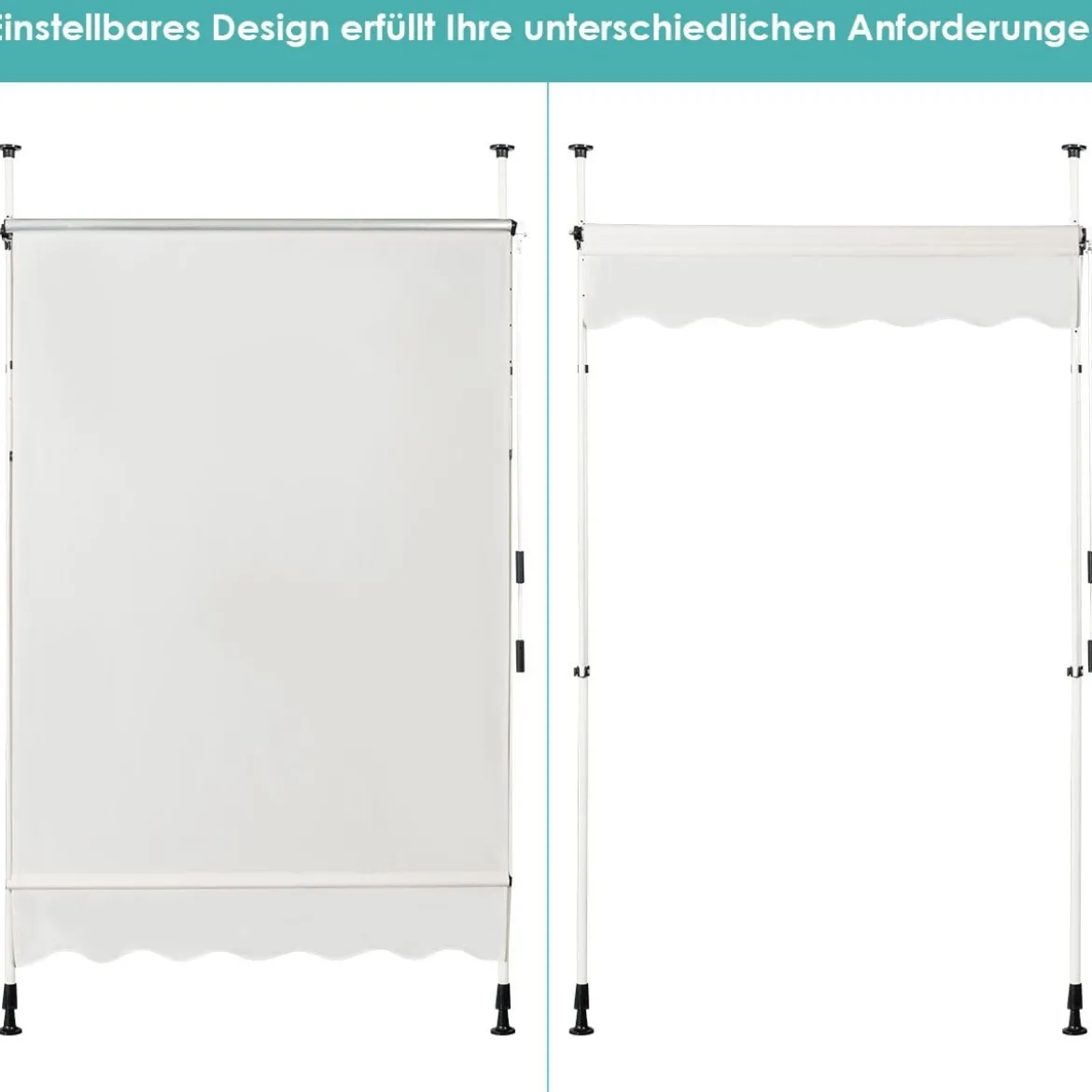 Teleskop-Markise Sonnenschutz UV-abweisende wasserdichte Markise 150 x 120 cm Beige