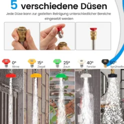 Teleskopstab für Hochdruckreiniger 550 cm Verlängerungsstab Set mit 5 Sprühdüsen Teleskop-Hochdruckreiniger