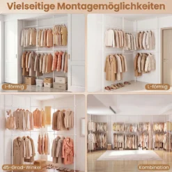 Teleskopstange Kleiderständer Höhen- und Breitenverstellbar Kleiderständer aus Metall mit 6 Stange