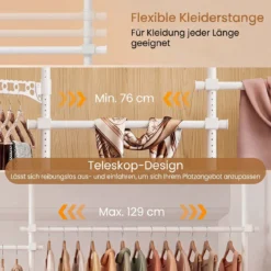Teleskopstange Kleiderständer Höhen- und Breitenverstellbar Kleiderständer aus Metall mit 6 Stange