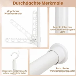 Teleskopstange Kleiderständer Höhen- und Breitenverstellbar Kleiderständer aus Metall mit 4 Stange