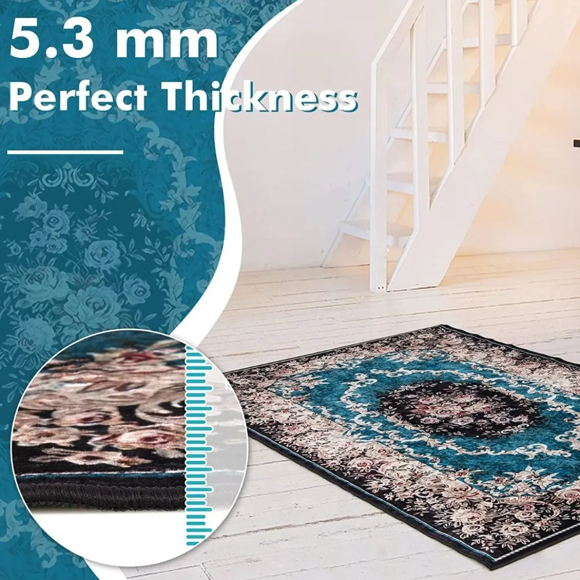 Teppich für Schlafzimmer mit Goldenem Diamant-Samt Vintage-Teppich 200 x 140 cm