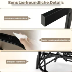 Terrassenbank mit Kissen gespritztem Metallrahmengebogenen Armlehnen ergonomischem Design Braun