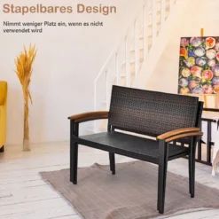 Terrassenbank Rattanbank Gartenbank Polyrattan Parkbank Gartenmöbel 115 x 58 x 88 cm Braun