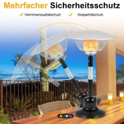 Terrassenheizer für Tischplatte mit 4000 W Heizleistung & Überhitzungsschutz Tischheizer Schwarz