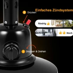Terrassenheizer für Tischplatte mit 4000 W Heizleistung & Überhitzungsschutz Tischheizer Schwarz