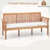 Terrassenholzbank mit Weichen Sitzkissen & Ergonomischer Rückenlehne Outdoor-Bank
