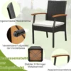 Terrassen-Korbstühle im 2er-Set aus PE-Rattan mit weichem Kissen + Reißverschluss