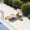 Terrassenliege Outdoor-Liegestuhl mit Rädern Strandliege aus Metall Braun