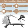 Terrassenliege Outdoor-Liegestuhl mit Rädern Strandliege aus Metall Grau