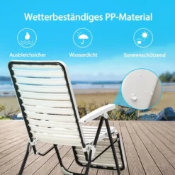 Terrassenliegestuhl mit Fußstütze Klappbarer Liegestuhl Weiß