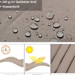 Terrassenschirm mit Kreuzfuß & Aluminiummast & 360° Drehung 295 x 295 x 272 cm Beige