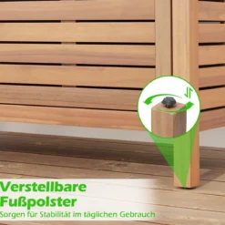 Terrassenschrank aus Holz 2-türiger Aufbewahrungsschrank mit Kunstmarmorplatte Regal Natur