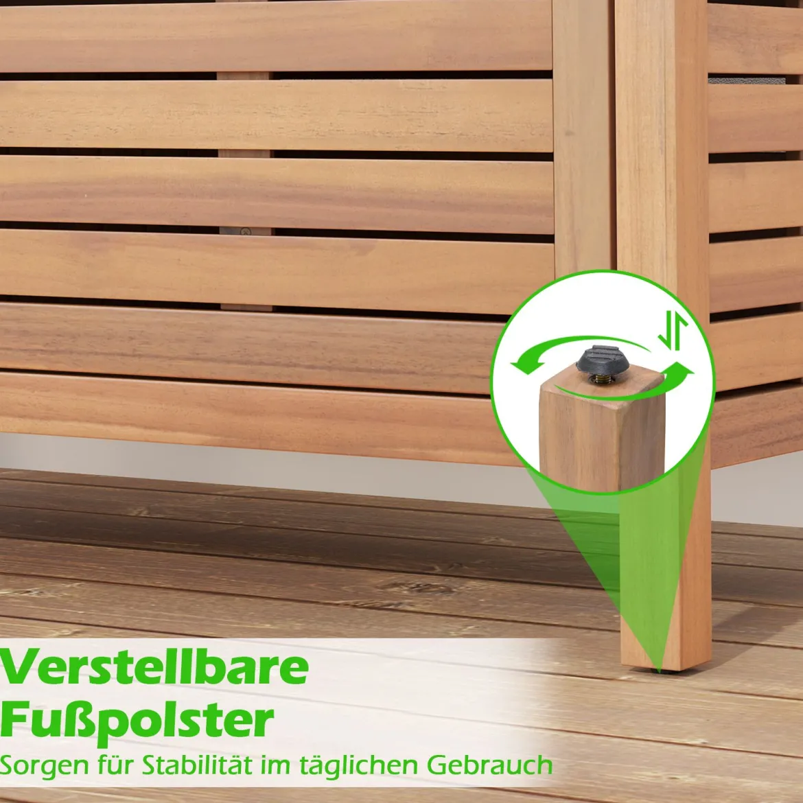 Terrassenschrank aus Holz 2-türiger Aufbewahrungsschrank mit Kunstmarmorplatte Regal Natur