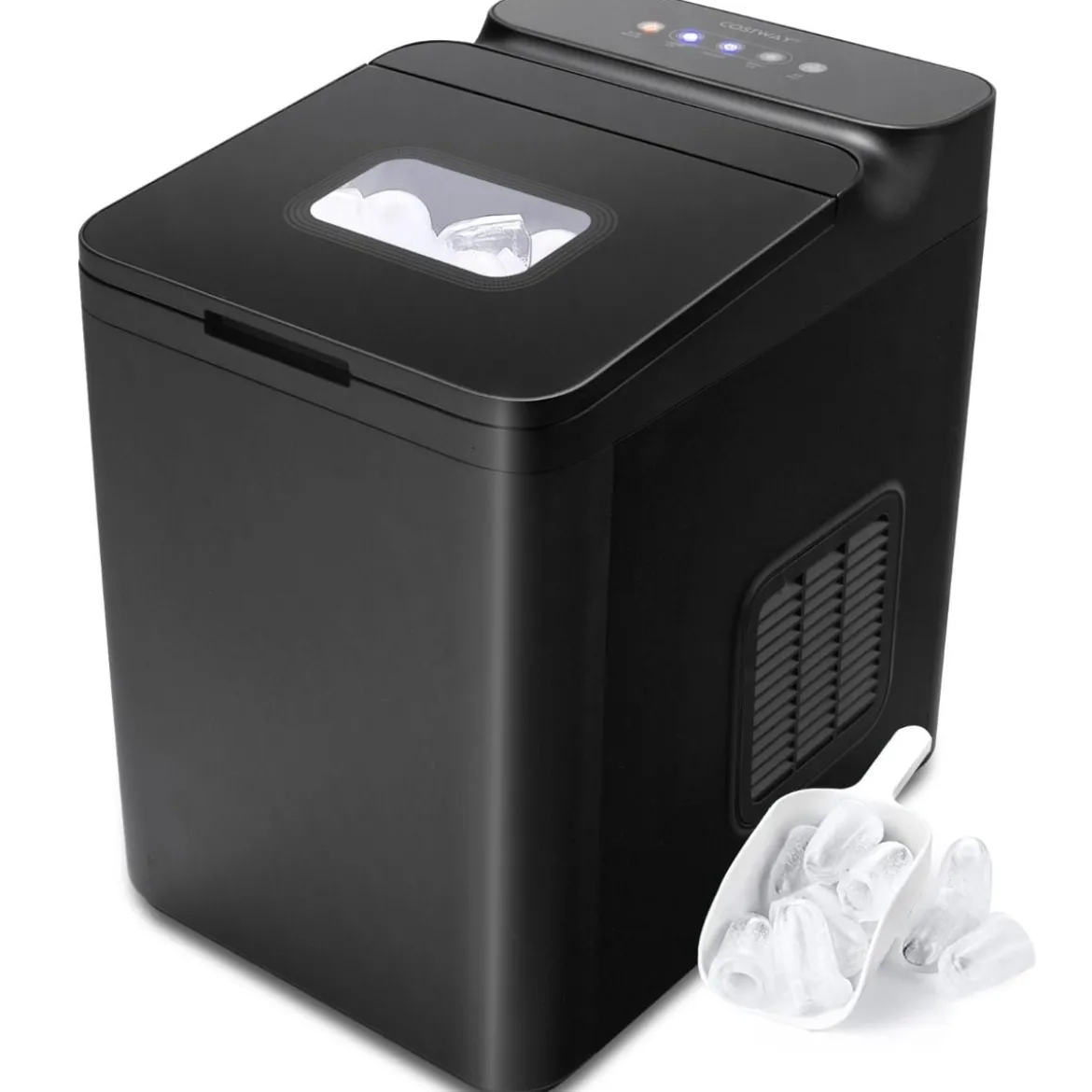 Theken-Eismaschine Eiswürfelmaschine Tisch Eiswürfelzubereiter 22,5 x 32 x 32,5 cm Schwarz