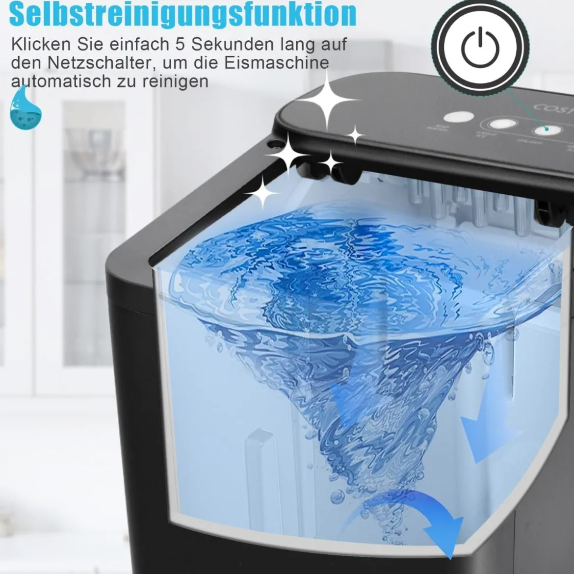 Theken-Eismaschine Eiswürfelmaschine Tisch Eiswürfelzubereiter 22,5 x 32 x 32,5 cm Schwarz
