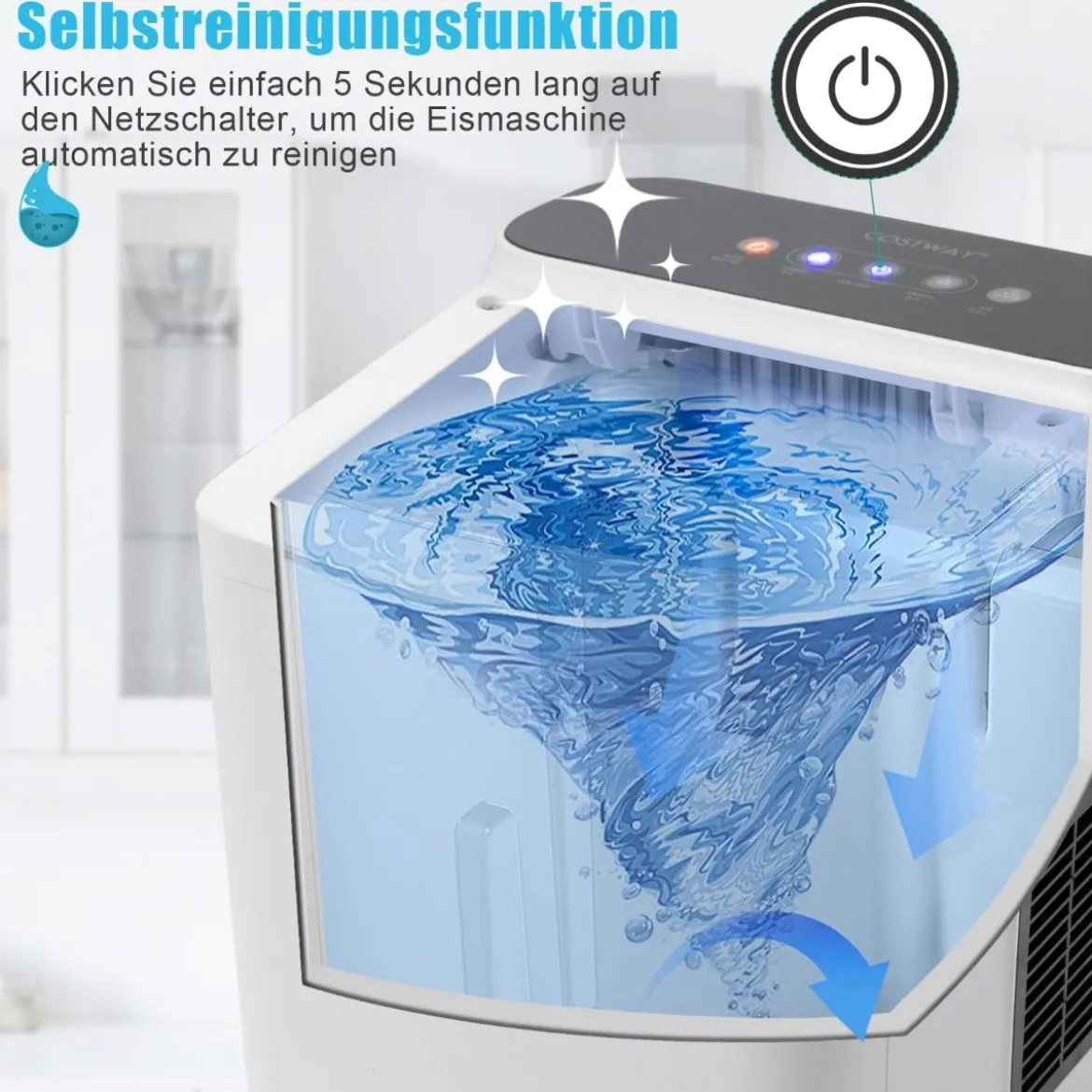 Theken-Eismaschine Eiswürfelmaschine mit Wärmeisolierung 22,5 x 32 x 32,5 cm Weiß